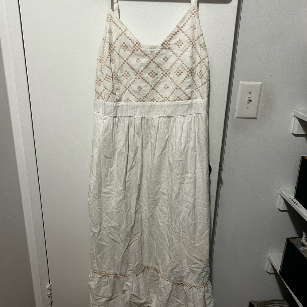Elegant White and Cream Women's Dress
